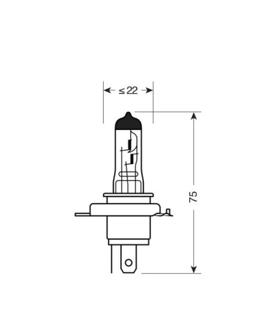 24V Lampada alogena Xenon Blue +50% luce - H4 - 75 70W - P43t - 2 pz  - Scatola