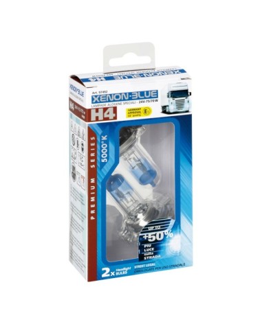 24V Lampada alogena Xenon Blue +50% luce - H4 - 75 70W - P43t - 2 pz  - Scatola