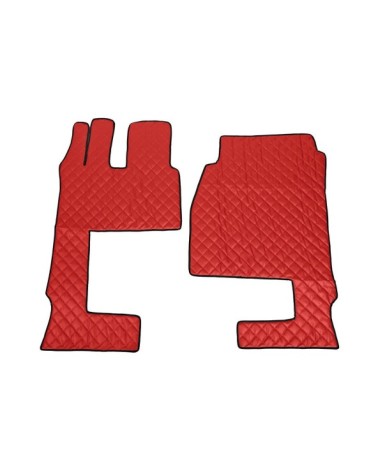 Coppia tappeti in Skeentex - Rosso - compatibile per Mercedes Actros MP4 dal 09 11 al 09 19 cabina larga, sedile pass. pieghevol