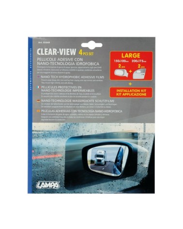 Clear-View, set 4 pellicole adesive con nano-tecnologia idrofobica - L - 150x100 mm