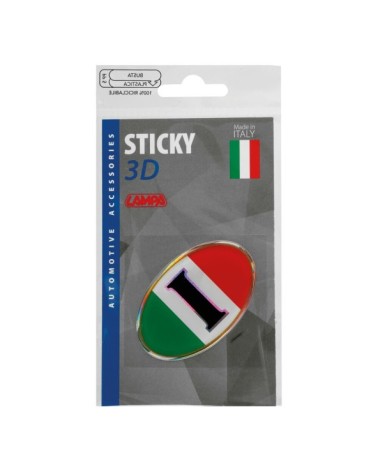 Sticky 3D - Ovale tricolore Italia, 1 pz - 61x46 mm