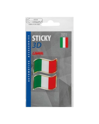 Sticky 3D - Bandiera Italia al vento, 2 pz - 40x27 mm