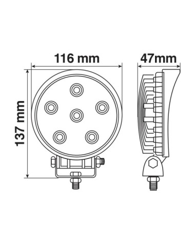 WL-12, faro ausiliario a 6 Led - 12 24V - Bianco