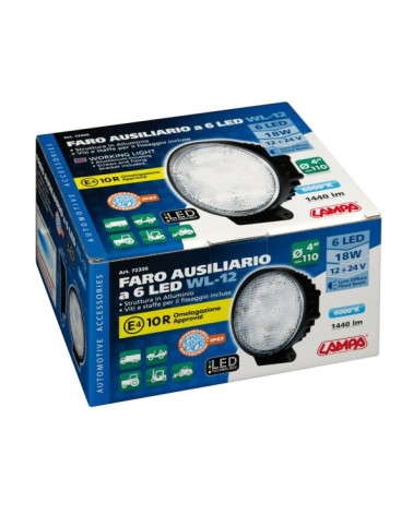 WL-12, faro ausiliario a 6 Led - 12 24V - Bianco