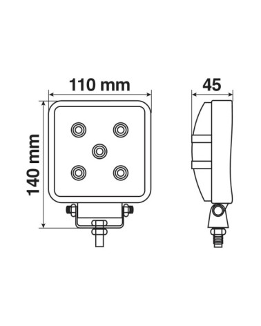 WL-13, faro ausiliario a 5 Led - 12 24V - Bianco