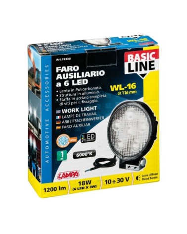 WL-16, faro ausiliario a 6 Led - 9-32V - Bianco