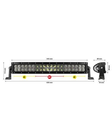 Barra a Led con struttura curva in alluminio, 10 30V - 55 cm