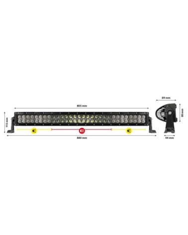 Barra a Led con struttura curva in alluminio, 10 30V - 80 cm