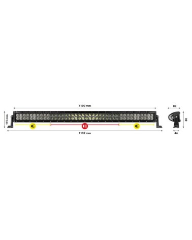 Barra a Led con struttura curva in alluminio, 10 30V - 110 cm