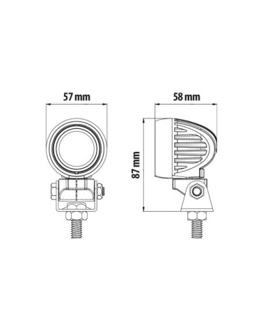 Cyclops-Round, faro ausiliario a 1 Led - 9 32V - Luce focalizzata