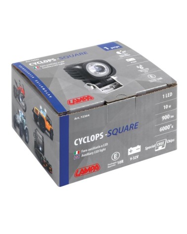 Cyclops-Square, faro ausiliario a 1 Led - 9 32V - Luce focalizzata