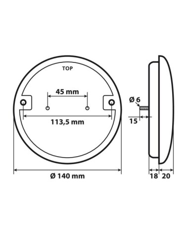 Fanale rotondo retromarcia Led, 12 24V