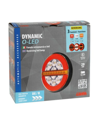 Dynamic O-Led, Fanale retromarcia, 3 funzioni, 12 24V - Destro