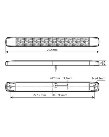 Illumi, luce ingombro a 9 Led, montaggio in superficie, 12 24V - Bianco - 1 funzione