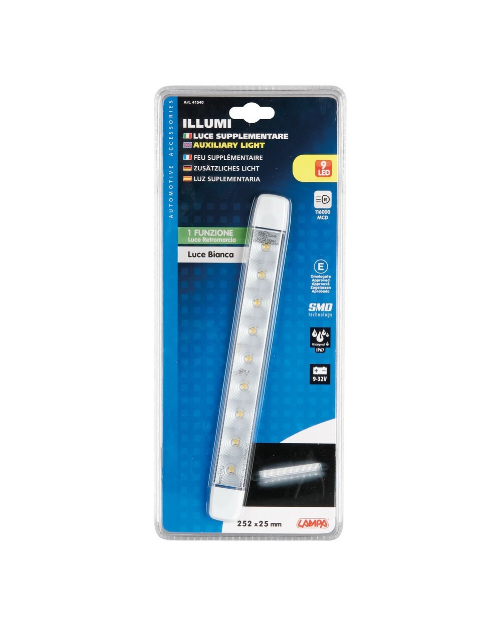 Illumi, luce ingombro a 9 Led, montaggio in superficie, 12 24V - Bianco - 1  funzione