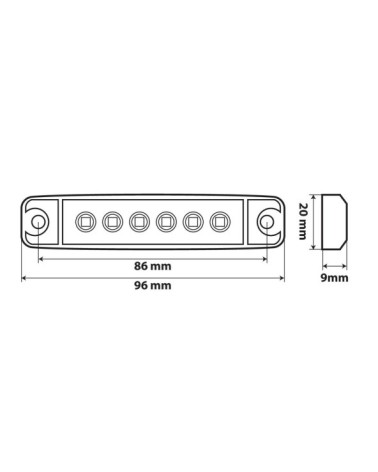 Luce ingombro a 6 Led, montaggio in superficie,12 24V - Verde