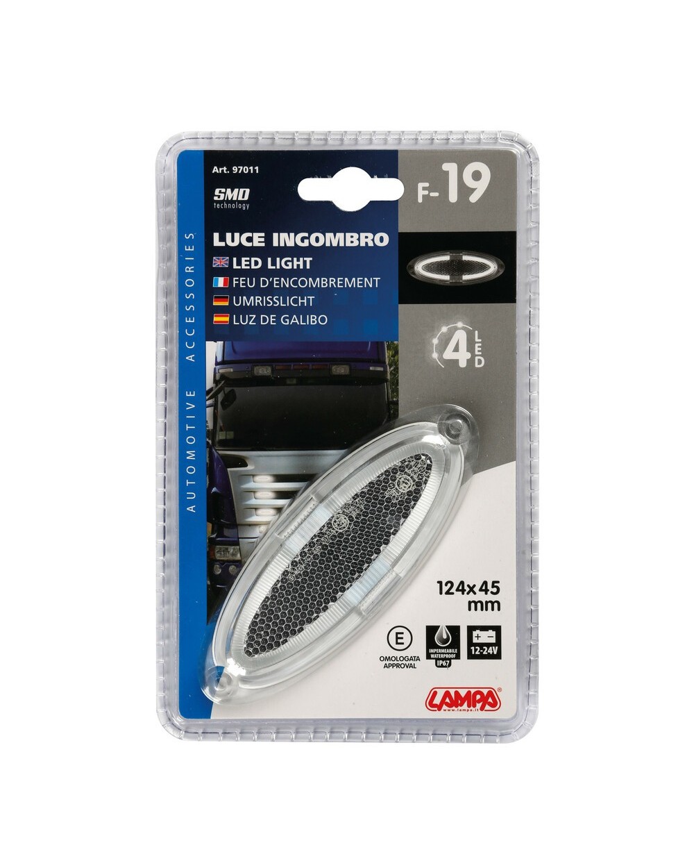 Luce ingombro a 4 Led, 24V - Bianco