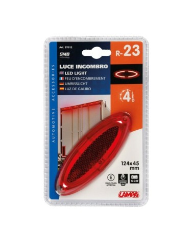 Luce ingombro a 4 led, montaggio in superficie, 12 24V - Rosso