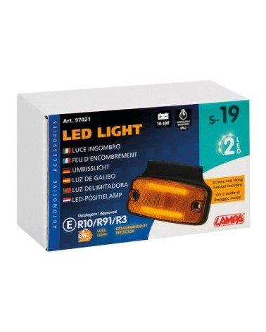 Luce ingombro con catarifrangente e staffa, 10 30V - 2 Led - Arancio