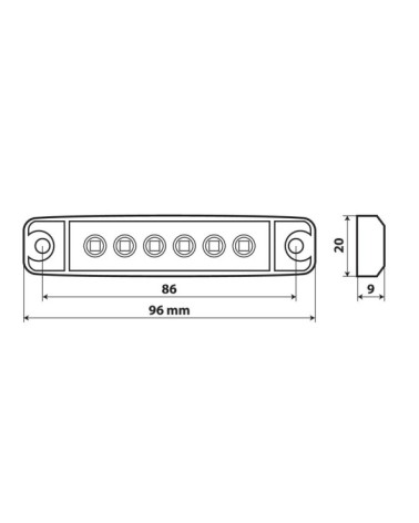 Set 20 pz, luce ingombro a 6 Led, montaggio in superficie, 12 24V - Rosso