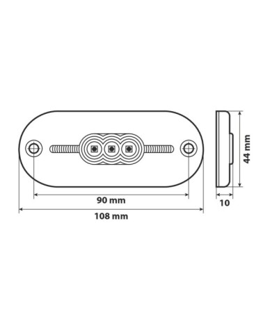 Luce perimetrale a 5 led con catarifrangente, 24V - Bianco