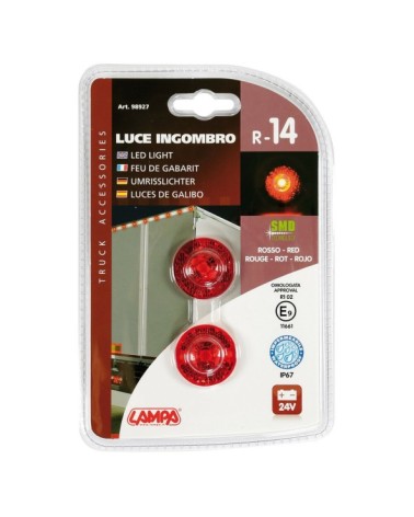 Coppia luci ingombro a 1 Led, 24V - Rosso