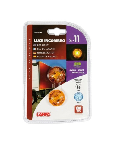 Coppia luci ingombro a 1 Led, 24V - Arancio