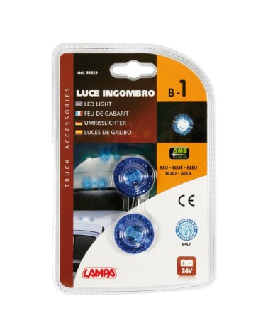 Coppia luci ingombro a 1 Led, 24V - Blu