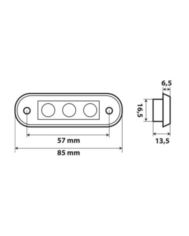 Luce ingombro a 3 Led, montaggio ad incasso, 9 32V - Bianco