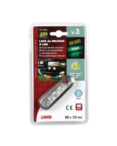 Luce ingombro a 3 Led, montaggio ad incasso, 9 32V - Verde