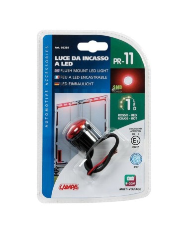 Luce perimetrale da incasso a 1 led, 12 24V - Rosso