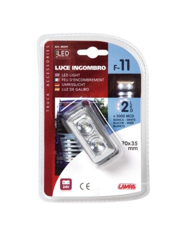 Luce ingombro a 2 Led, 24V - Bianco