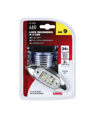 Luce ingombro a 2 Led, 24V - Bianco