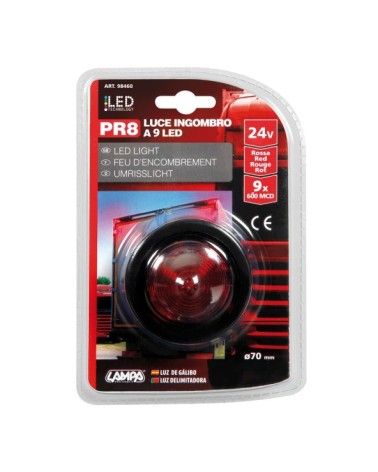 Luce ingombro a 9 Led, 24V - Rosso