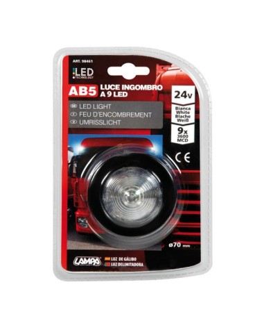 Luce ingombro a 9 Led, 24V - Bianco