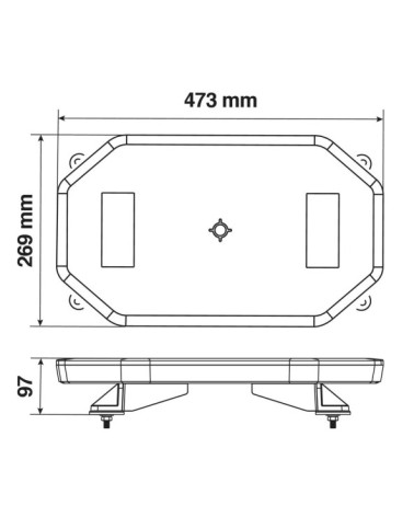 Barra lampeggiante arancio a 64 led, 10 30V - Fissaggio con viti