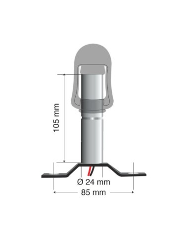Fix-3, Staffa con perno e spinotto DIN per luce di segnalazione, attacco tubolare