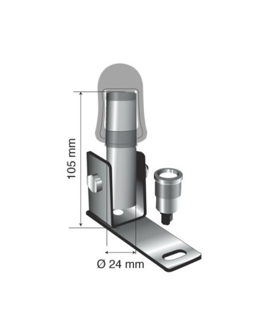 Fix-6, Staffa con perno e spinotto DIN per luce di segnalazione, attacco tubolare
