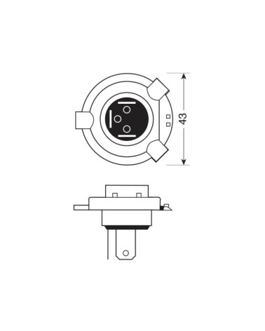 24V Lampada alogena - H4 - 75 70W - P43t - 1 pz  - D Blister