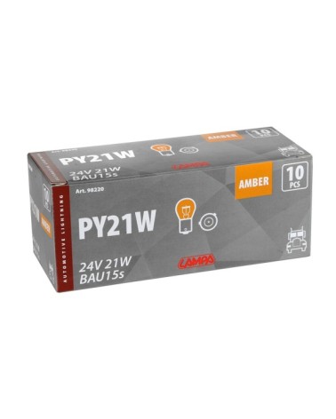 24V Lampada 1 filamento - PY21W - 21W - BAU15s - 10 pz  - Scatola - Arancio