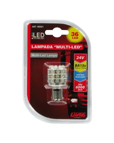 24V Lampada Multi-Led 36 Led - dal P21W - BA15s - 1 pz  - D Blister - Blu