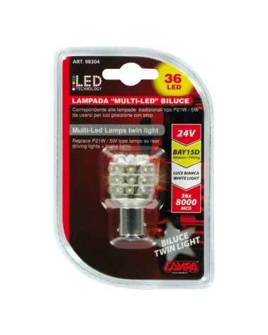 24V Lampada Multi-Led 36 Led - dal P21 5W - BAY15d - 1 pz  - D Blister - Bianco