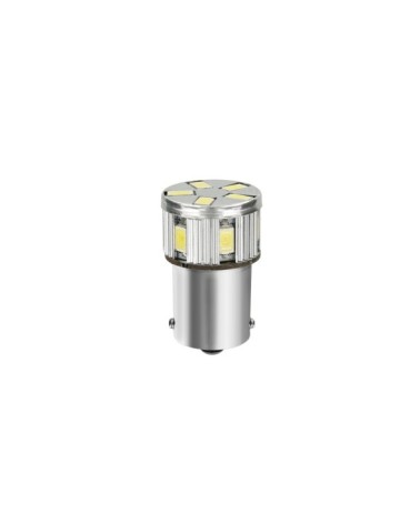 10 30V Mega-Led 11 - 11 SMD x 1 chip - dal P21W - BA15s - 1 pz  - D Blister - Bianco - Doppia polarità - Resistenza incorporata