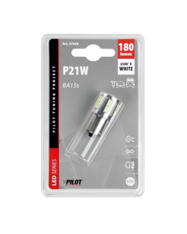 10 30V Mega-Led 17 - 17 SMD x 1 chip - dal P21W - BA15s - 1 pz  - D Blister - Bianco - Doppia polarità - Resistenza incorporata