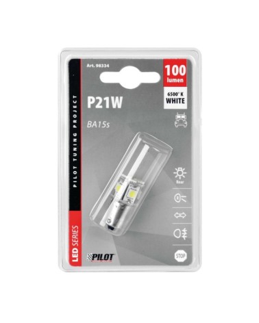 24 28V Hyper-Led 24 - 8 SMD x 3 chips - dal P21W - BA15s - 1 pz  - D Blister - Bianco - Doppia polarità