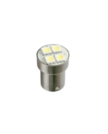 24V Hyper-Led 12 - 4 SMD x 3 chips - dal P21W - BA15s - 1 pz  - D Blister - Bianco - Doppia polarità