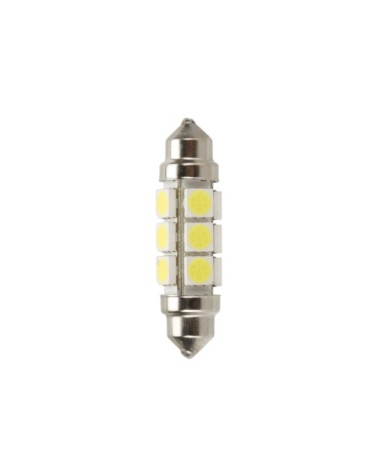 24 30V Lampada siluro 12 Led SMD - 11x43 mm - SV8,5-8 - 2 pz  - D Blister - Bianco - Doppia polarità