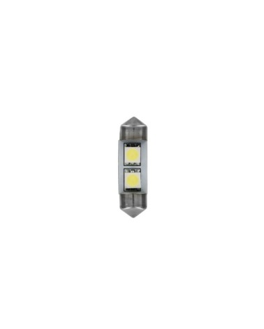 24 28V Hyper-Led 6 - 2 SMD x 3 chips - 10x31 mm - SV8,5-8 - 20 pz  - Busta - Bianco - Doppia polarità