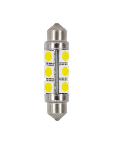 24 30V Hyper-Led 36 - 12 SMD x 3 chips - 11x41 mm - SV8,5-8 - 2 pz  - D Blister - Bianco - Doppia polarità