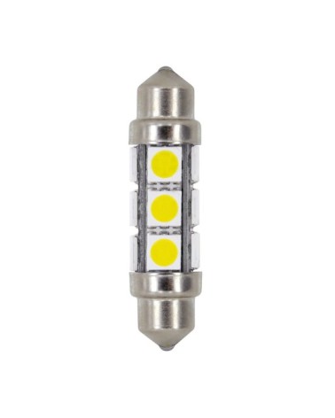 24 30V Hyper-Led 36 - 12 SMD x 3 chips - 11x41 mm - SV8,5-8 - 20 pz  - Sacchetto - Bianco - Doppia polarità